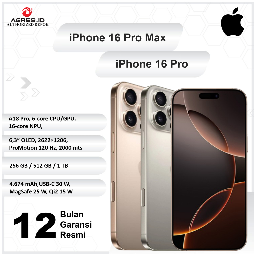 Smartphone Apple iPhone 16 Pro / iPhone  16 Pro Max Garansi Resmi (ibox blibli digimap)