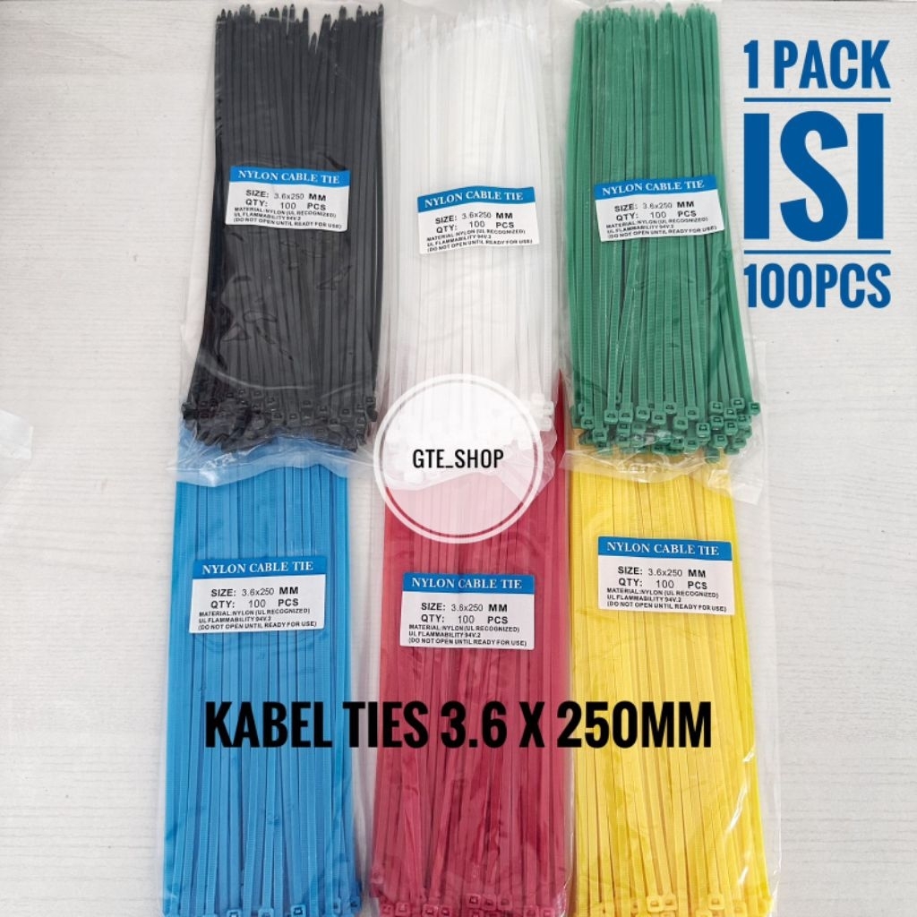 

Kabel Ties Warna 3.6 x 250mm (25cm) PROMO TERMURAH Cabel Tie Warna