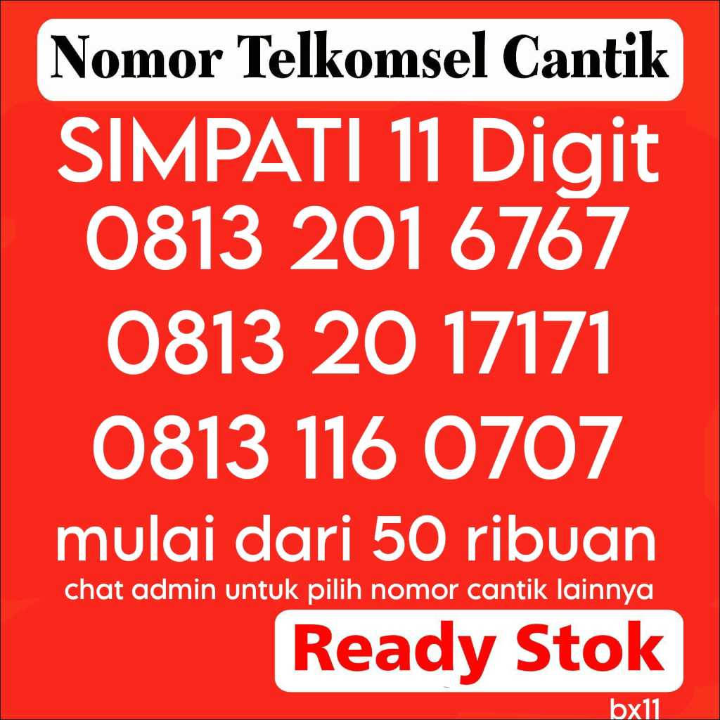 [BEST SELLER] Nomor Cantik Simpati Telkomsel 11 Angka | Kartu Perdana 11 Digit Istimewa | Seri Terba