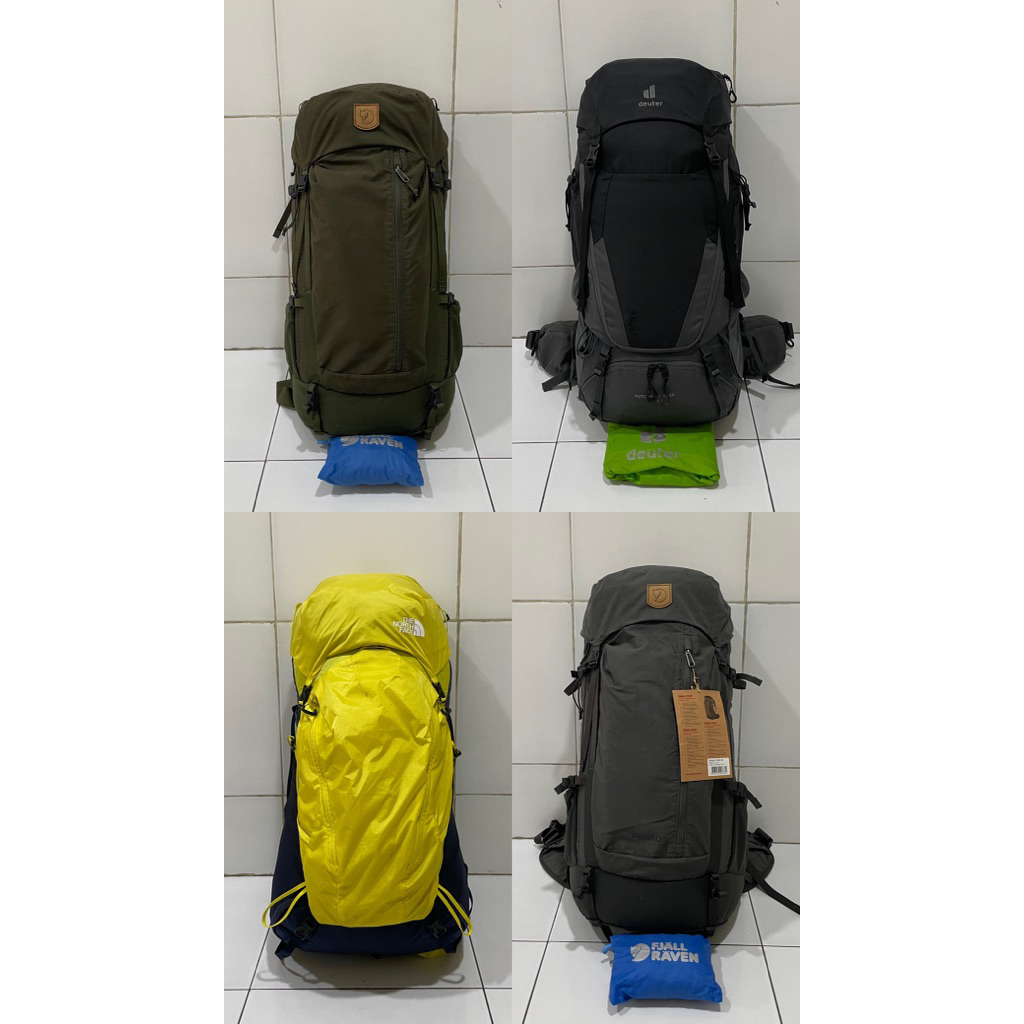 fjallraven abisko 45, tnf banchee 50, deuter airtrek 60
