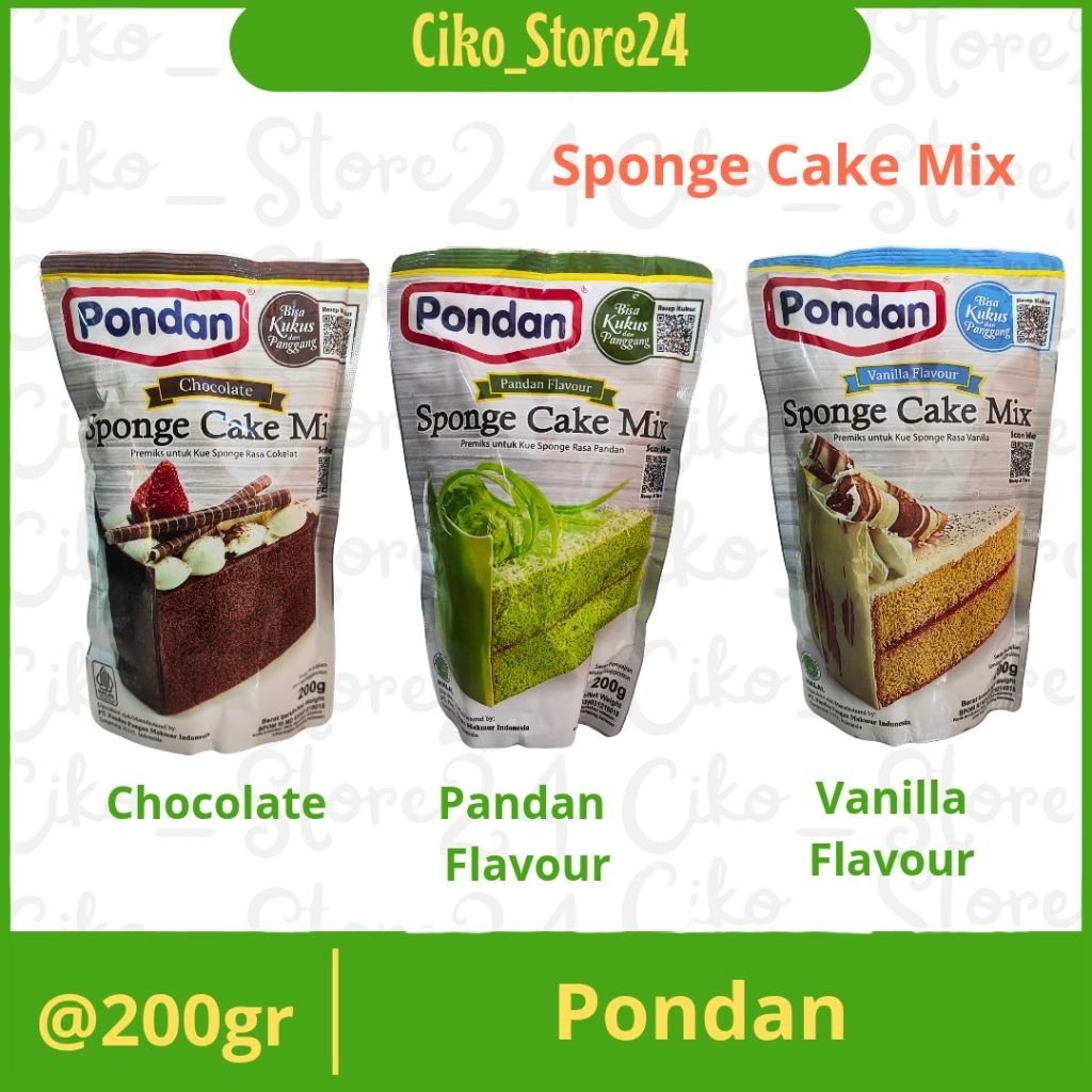 Pondan Sponge Cake Mix 200 gr / sponge cake / sponge cake chocolate / sponge cake pandan / sponge va