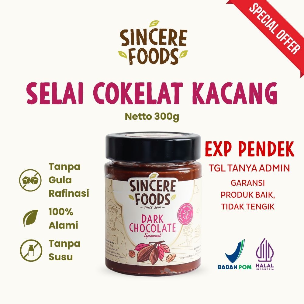 

PROMO Selai Cokelat Kacang Dark Chocolate Spread Sorghum Sugar BPOM HALAL - Sincere Foods