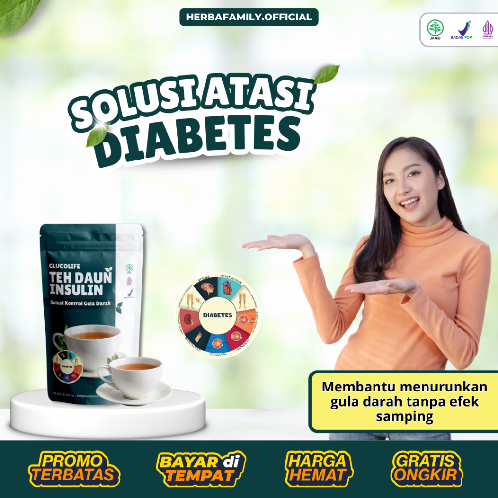 

Teh Herbal Diabetes | Glucolife Teh Daun Insulin | Penurun Gula Darah, Pencegah Diabetes | 100% Herbal Sudah Bpom