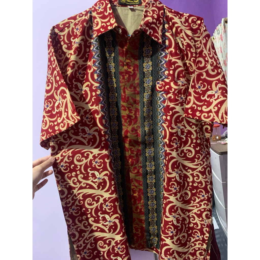 preloved batik sutera hadi warna merah