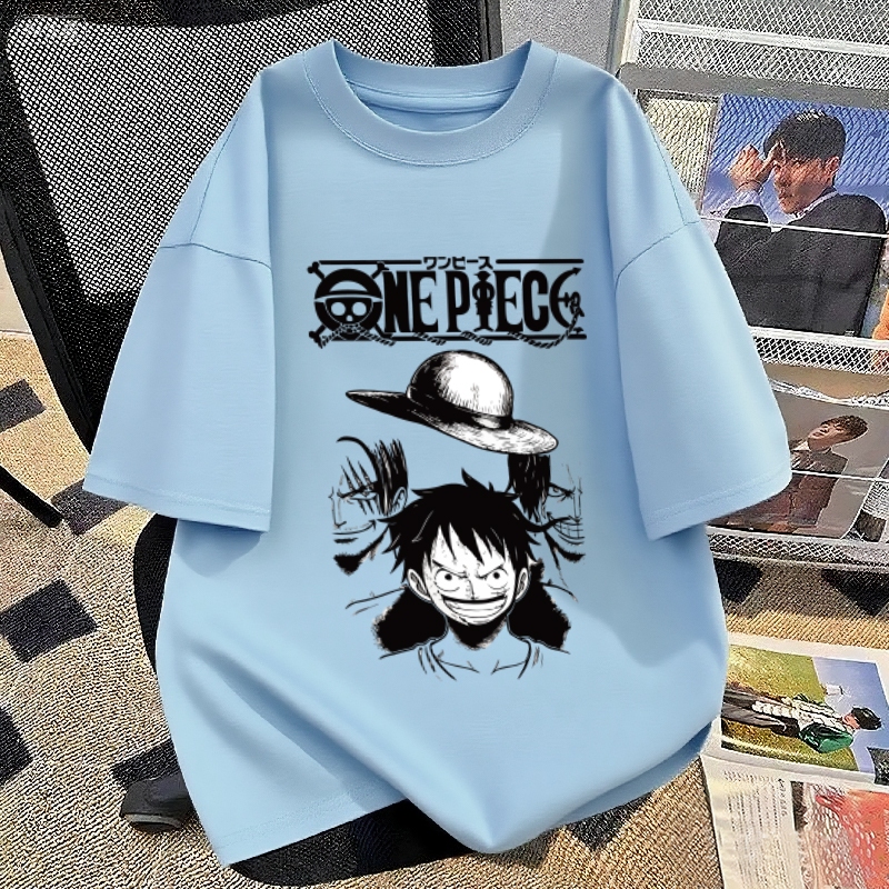 Butik Bebas Masalah - Kaos Pria Oversize ONE PIECE Luffy | Kaos Sablon topi jerami luffy | Komik one