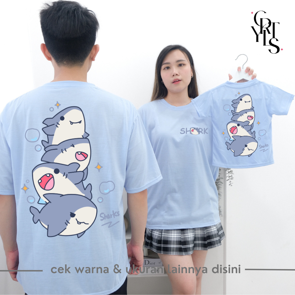 CAROTYLES  Baju Kaos Couple Keluarga 3 SHAK Wanita dan Anak Atasan Cauple Cople Kapelan