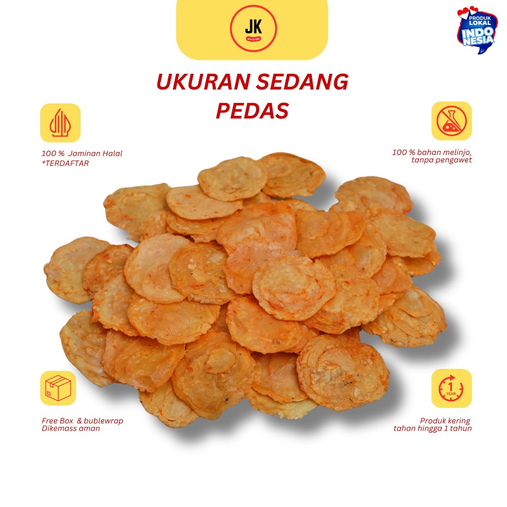 

Emping Melinjo Jumbo Mentah Kualitas Super Asli Limpung | Pedas Jumbo Merk MR | Kering Siap Goreng