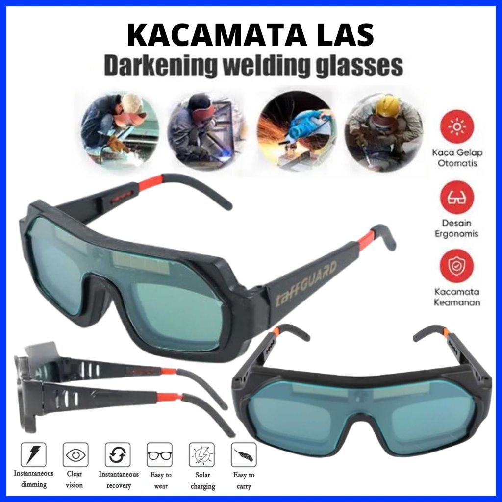 COD TaffGUARD Kacamata Las Otomatis Anti Radiasi Kaca Gelap Auto Darkening Soldering Goggles TX-012