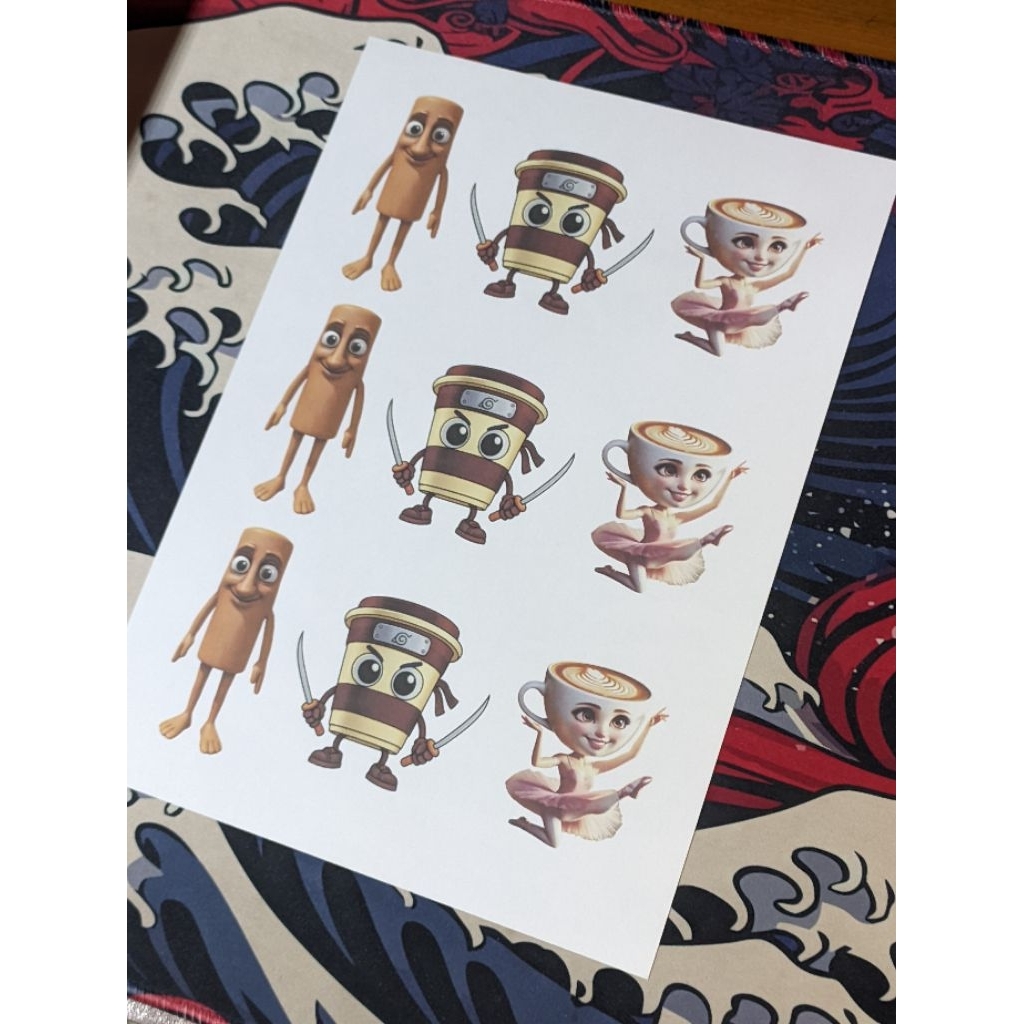 

Kertas HVS bergambar Tung Tung Sahur, Cappucino Assasino, Balerina Cappucino, isi 9 gambar, no cutting