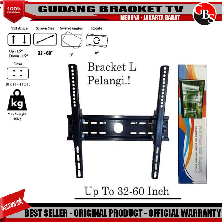 braket tv/breket tv/brecket tv/bracket tv 32 43 50 55 60 Inch bracket tv pelangi l