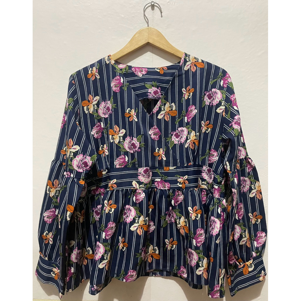 baju murah, baju balon, atasan wanita, atasan bunga bunga second