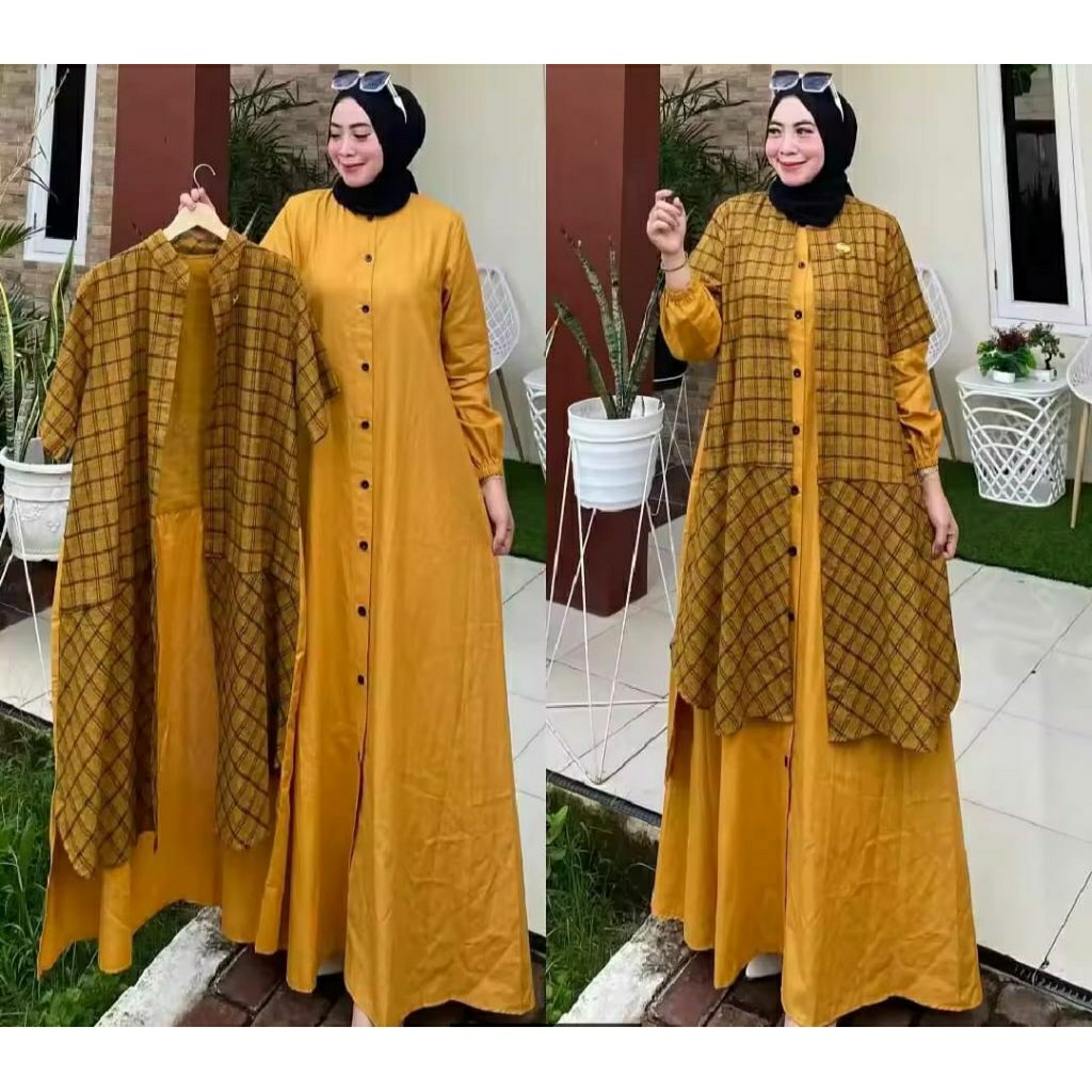 Gamis Long Tunik Kotak Terbaru Gamis Plus Tunik Kekinian