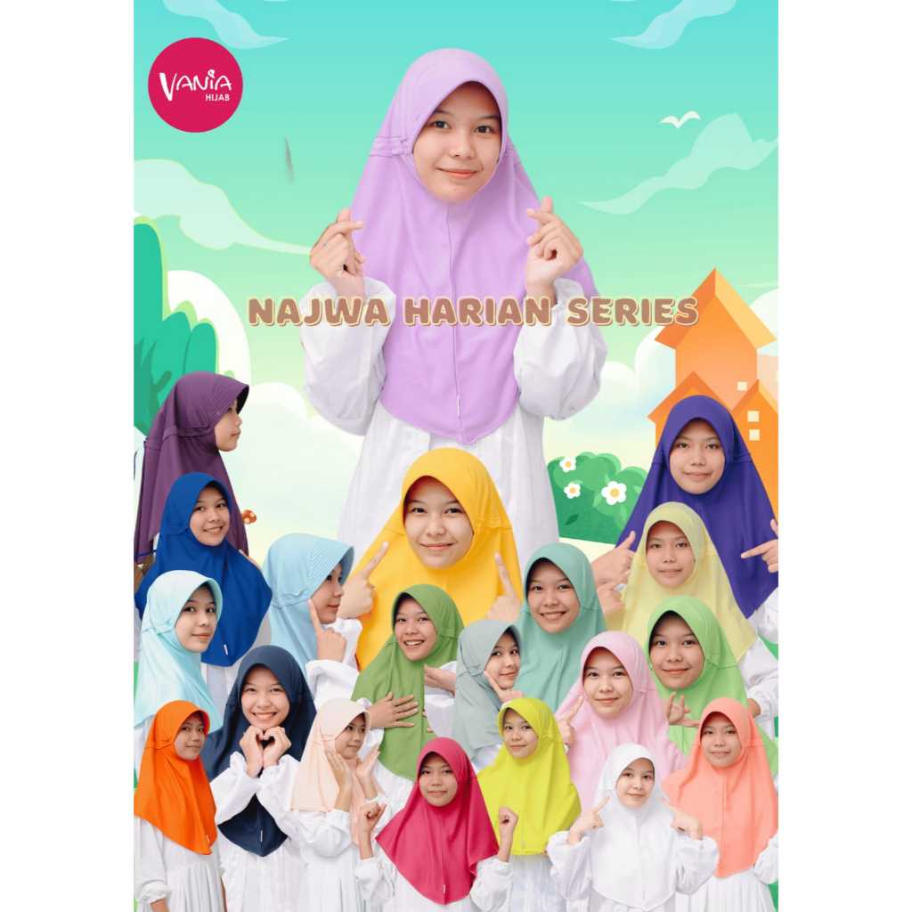 vania hijab-kerudung anak bergo instan pita belakang tertutup hijab instant adem sd-smp
