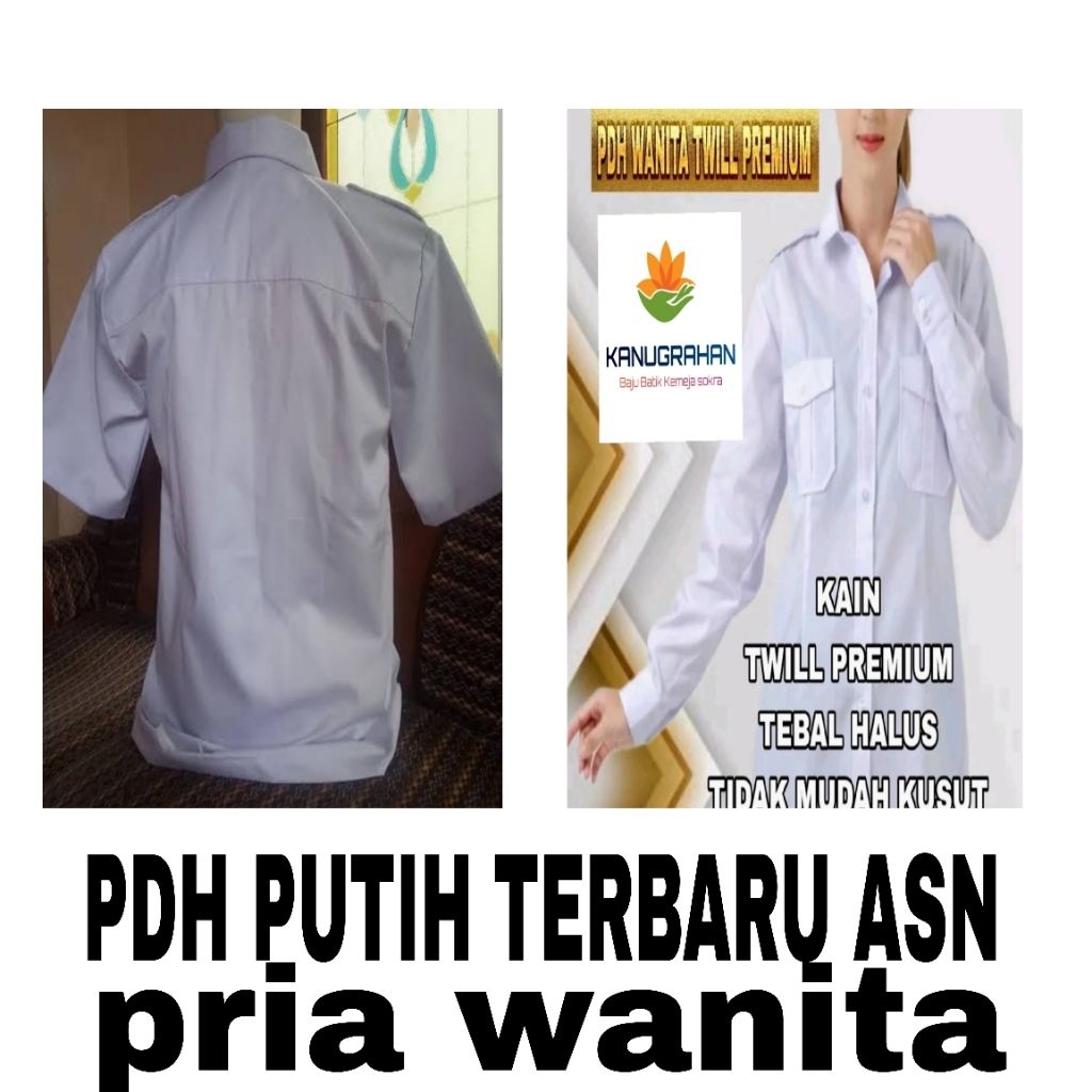 Baju PDH ASN putih kain adem