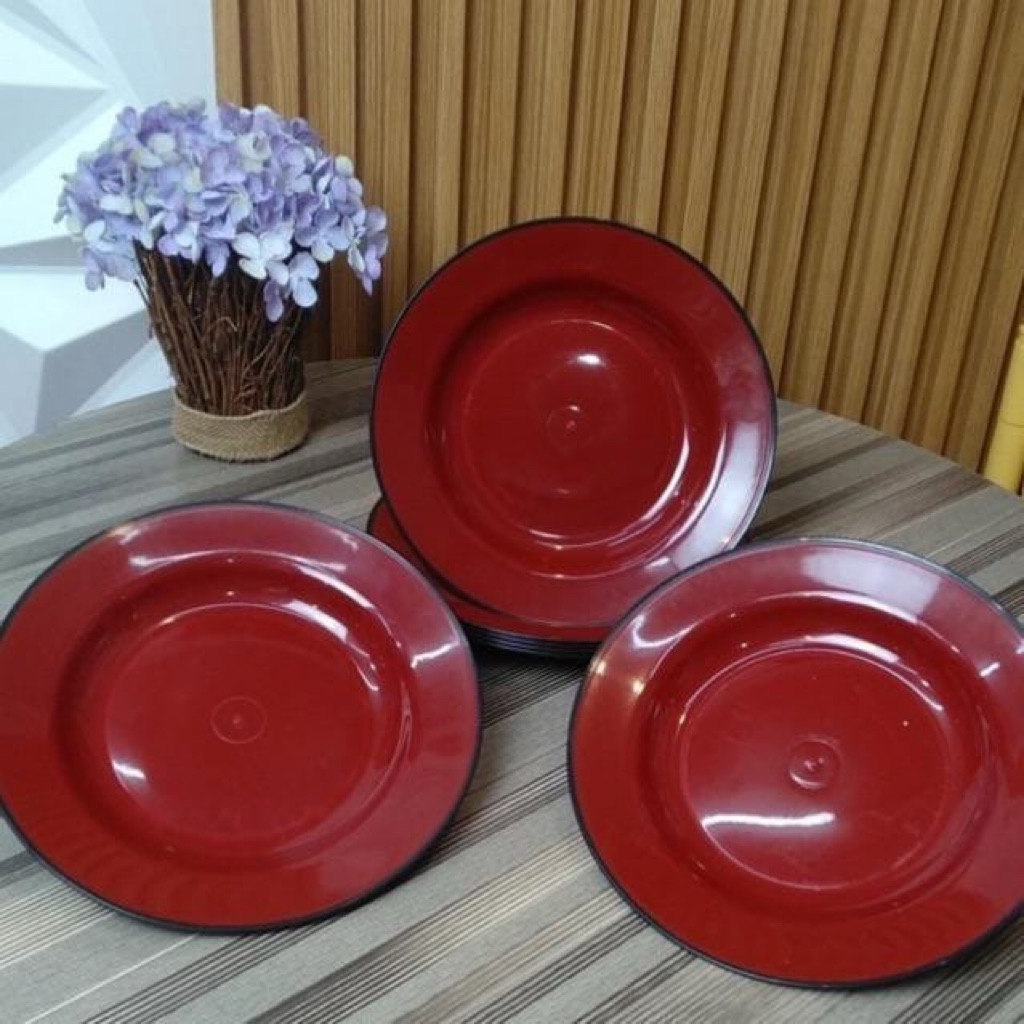 piring ramen plastik jepang awet warna merah hitam