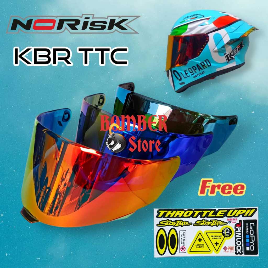 Kaca Helm KBR TTC, Flat Visor Kbr Ttc Full Face Free Sticker