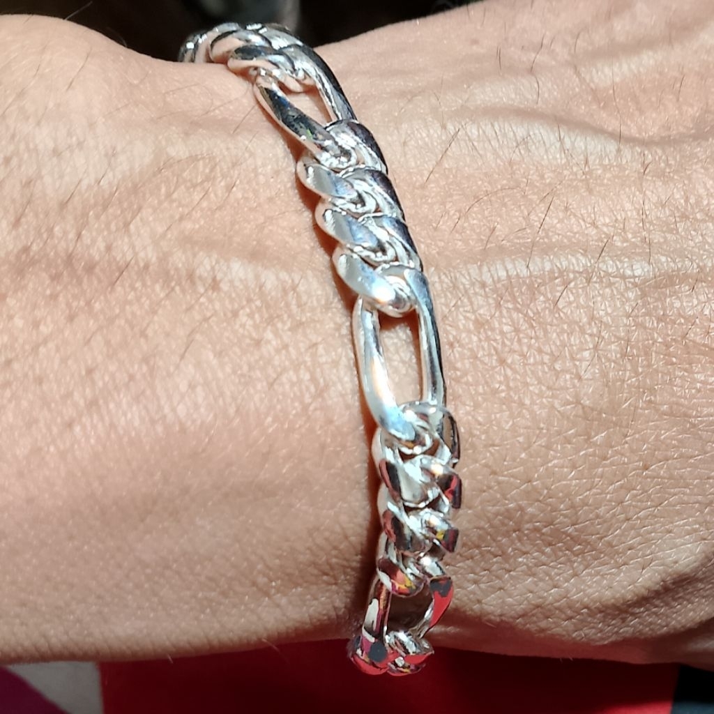 gelang sisik naga lebar 8mm perak asli murni