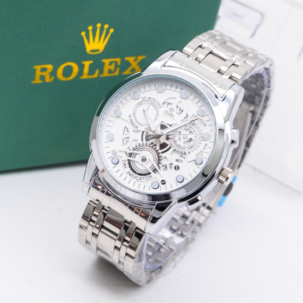 [ COD ] Jam Tangan Pria Rolex Analog Tali Rantai 21 Free Box Rolex