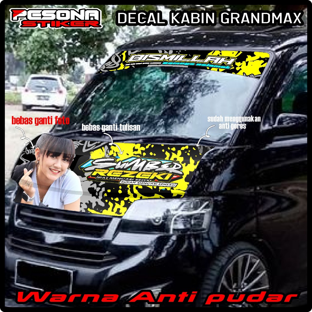 SATU SET STIKER KABIN DEPAN + STIKER KACA DEPAN MOBIL GRANDMAX,COLT T120SS,L300,APV DLL STIKER BISMI
