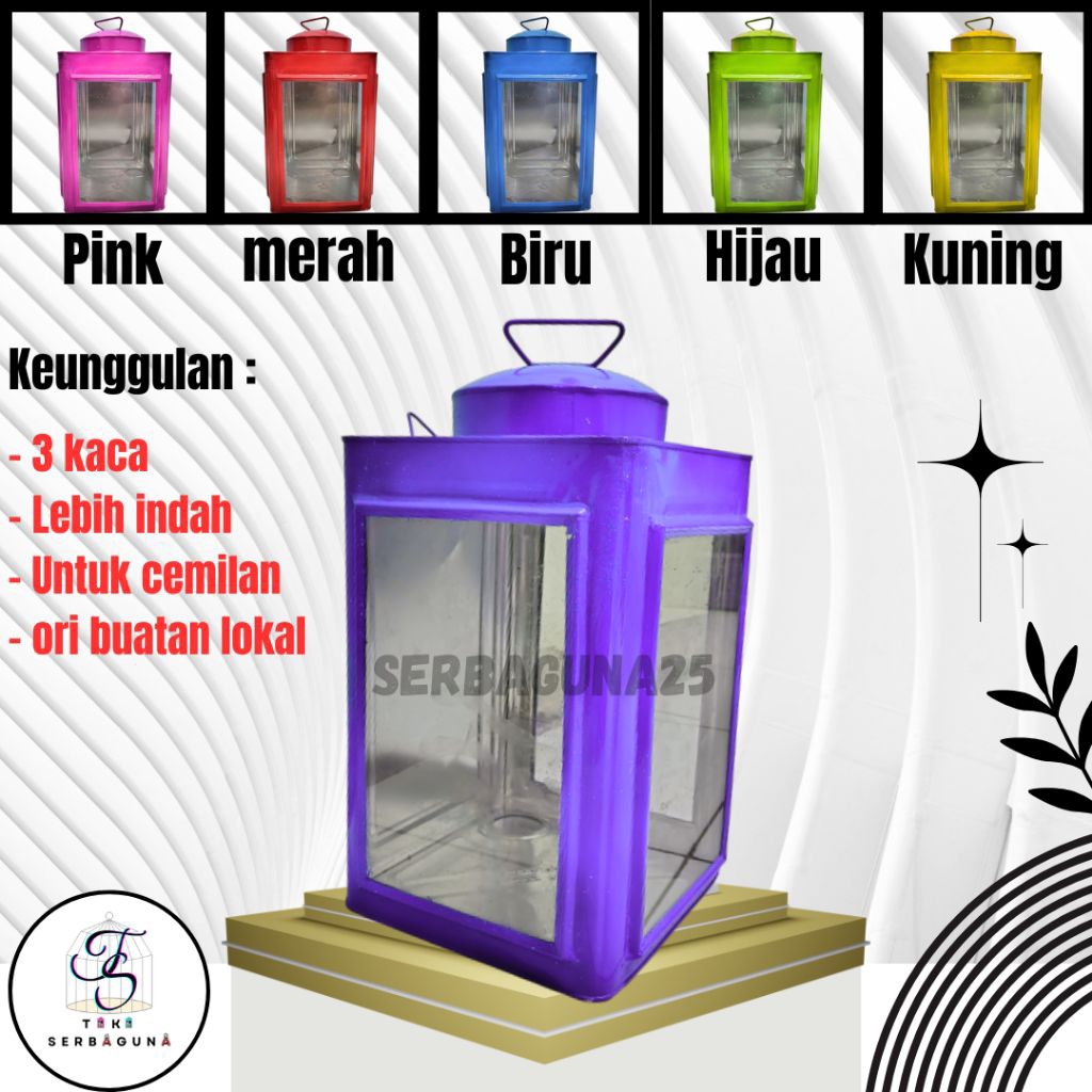 KALENG KERUPUK JADUL  3 KACA UKURAN 23×23×35/toples kaleng 3 kaca murah