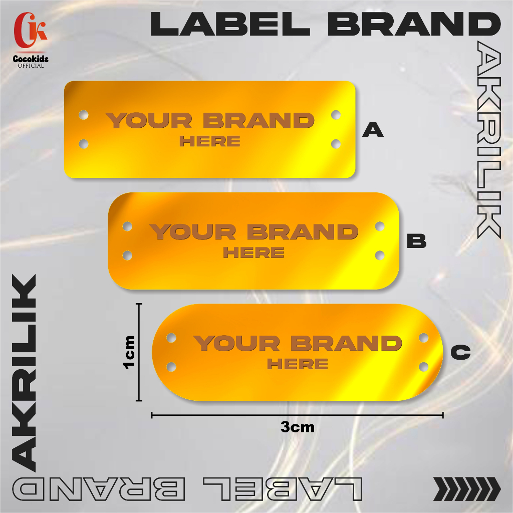 Label Hijab Acrylic Gold - Label Akrilik - Label Brand Akrilik Gold Custom