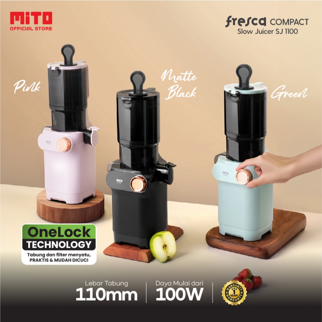 MITO SJ1100 Slow Juicer Fresca Compact | Low Noise | Easy Clean | Low Watt