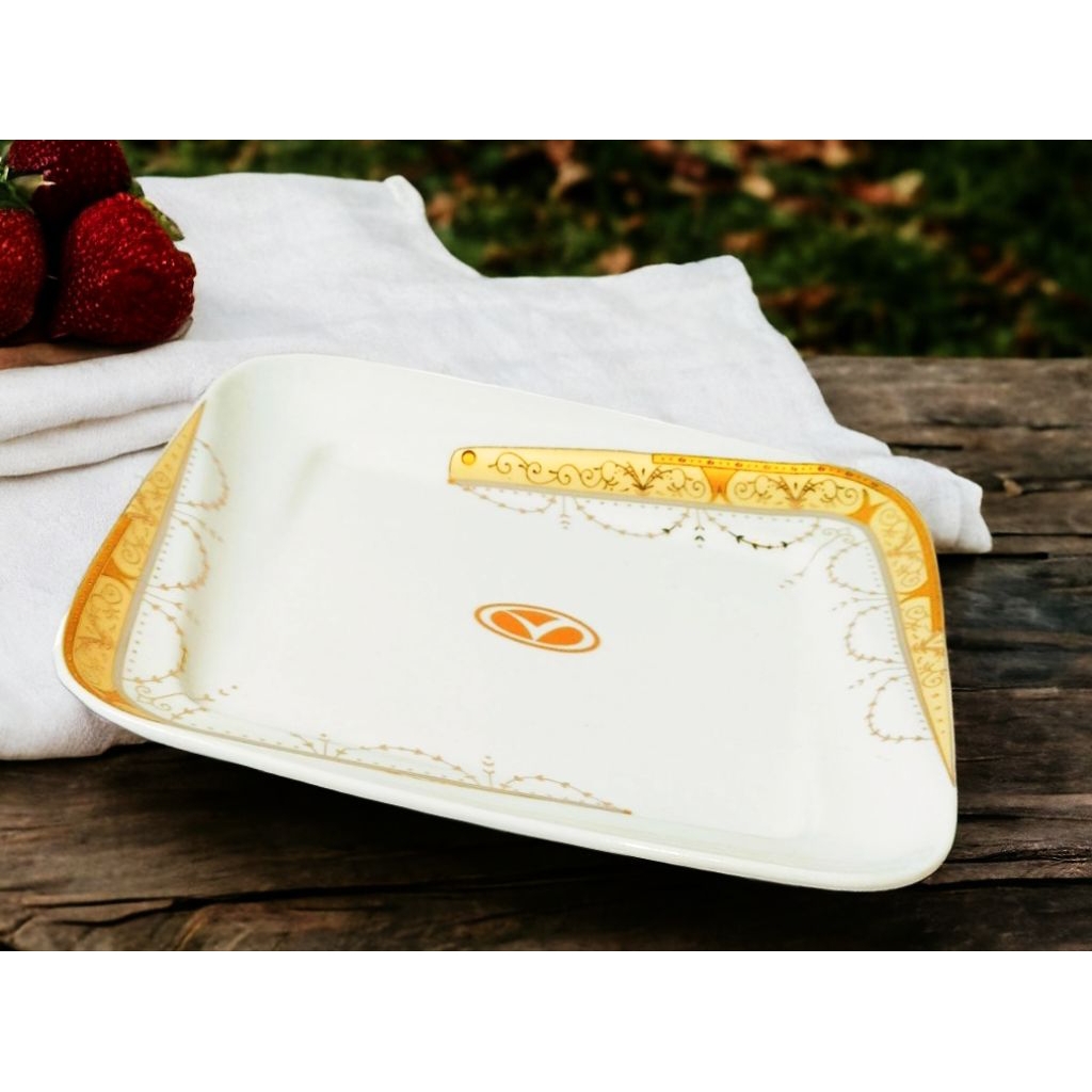 Piring Saji VICENZA P73M Piring Mercy Sedang, motif Piring Padi berkapasitas Besar 1000 ml, panjang 