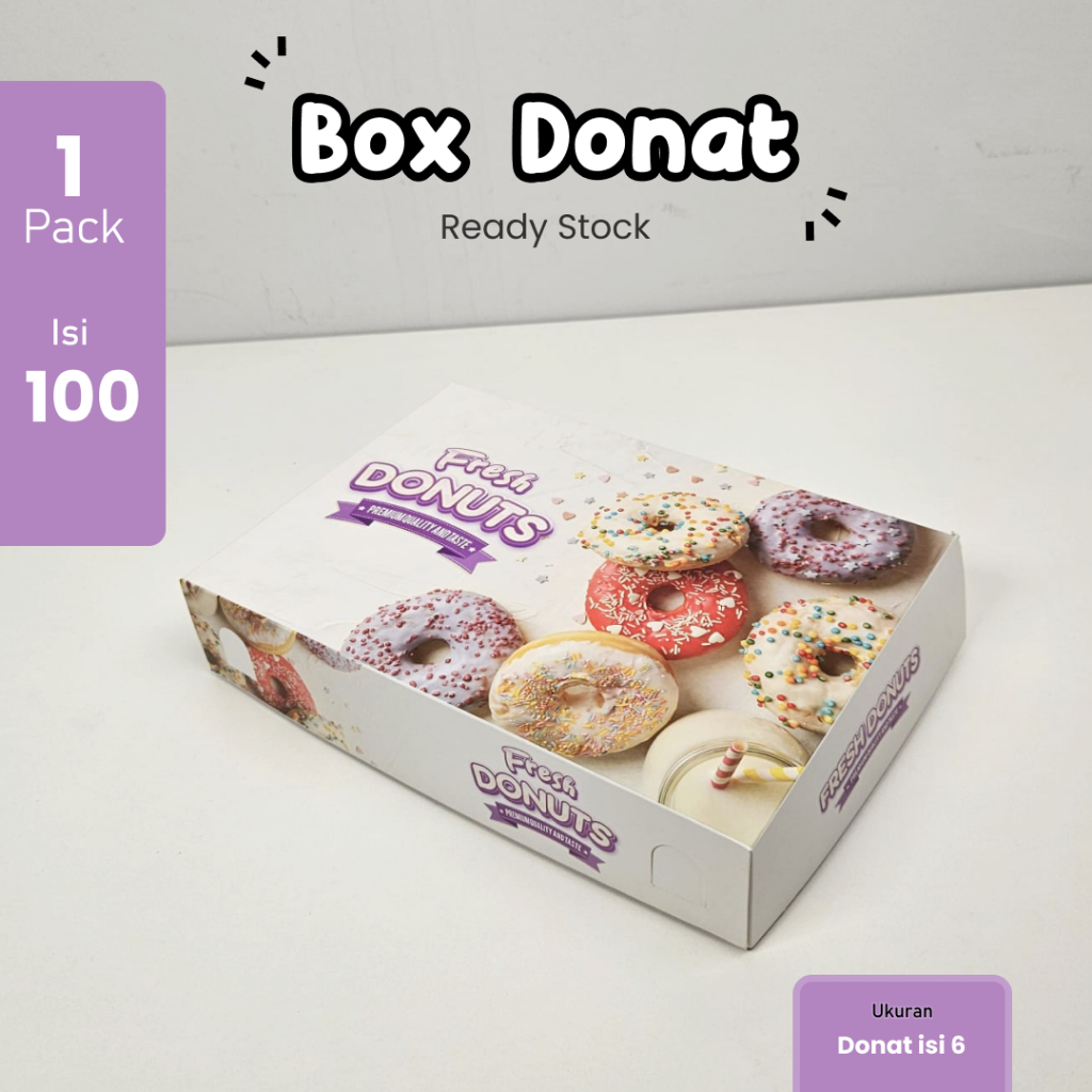 100 Pcs / Dus Donat  / Box Donat / isi 6 donat / Ivory / Laminasi