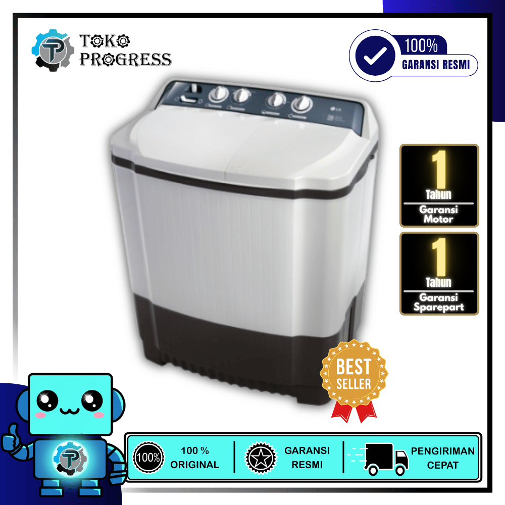 MESIN CUCI 2 TABUNG LG P800N 8KG WIND JET DRY + ROLLER JET