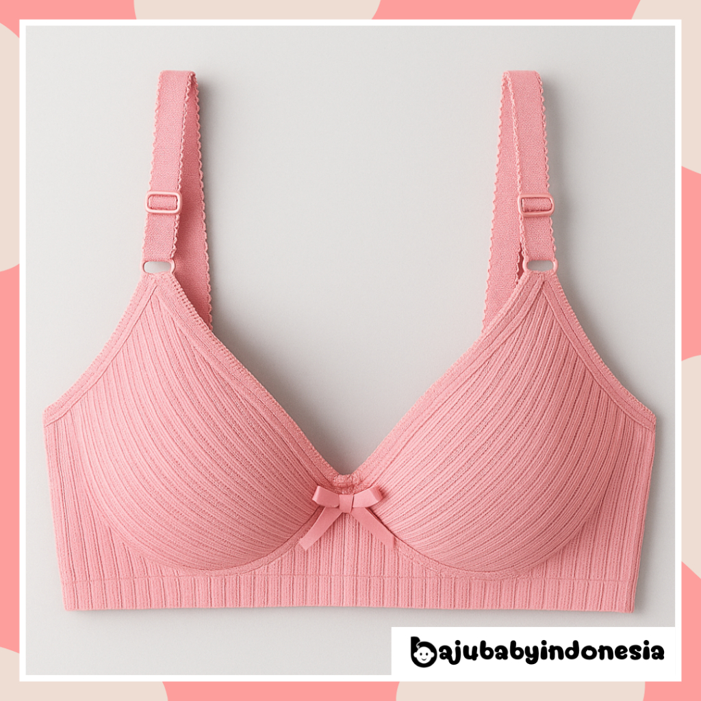 BBI BH pakaian dalem motif garis renda pita bra wanita jumbo push up remaja big size sexy tanpa kawa