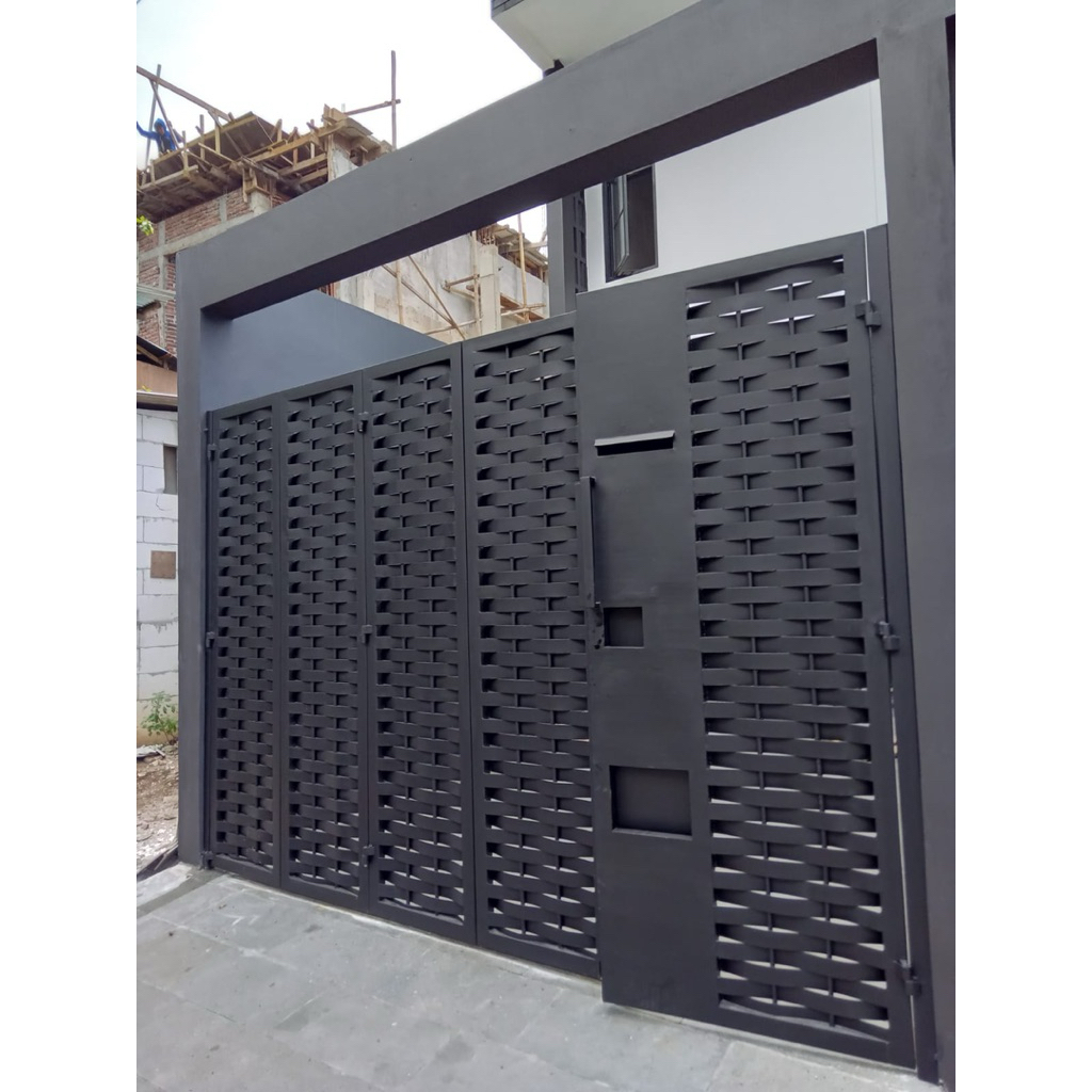 pagar lipat modern besi plat anyam berkualitas