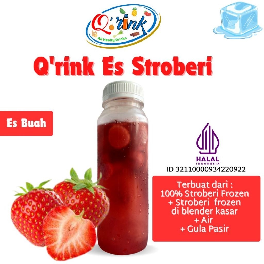 

Q’rink Es Buah Stroberi 250ml – Minuman Sehat Segar dengan Potongan Buah Asli & Jus Stroberi Kasar | Kaya Serat, Vitamin C, Antioksidan, Detoks Tubuh, Menjaga Imunitas, Halal dan Praktis Dibawa