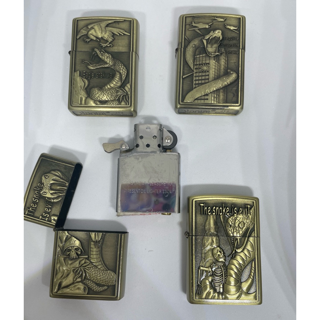 Korek Minyak Jiantai Klasik Motif Ular – Api Biasa | Bisa Diisi Ulang