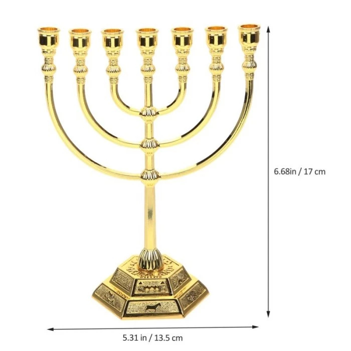 7 Branches Menorah Hanukkah Kaki Dian Candle Holder Souvenir