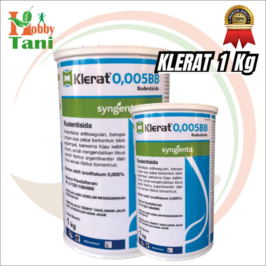 Racun Tikus / Umpan Tikus Brodifacoum KLERAT Kemasan kaleng Isi 1 kg Original Syngenta