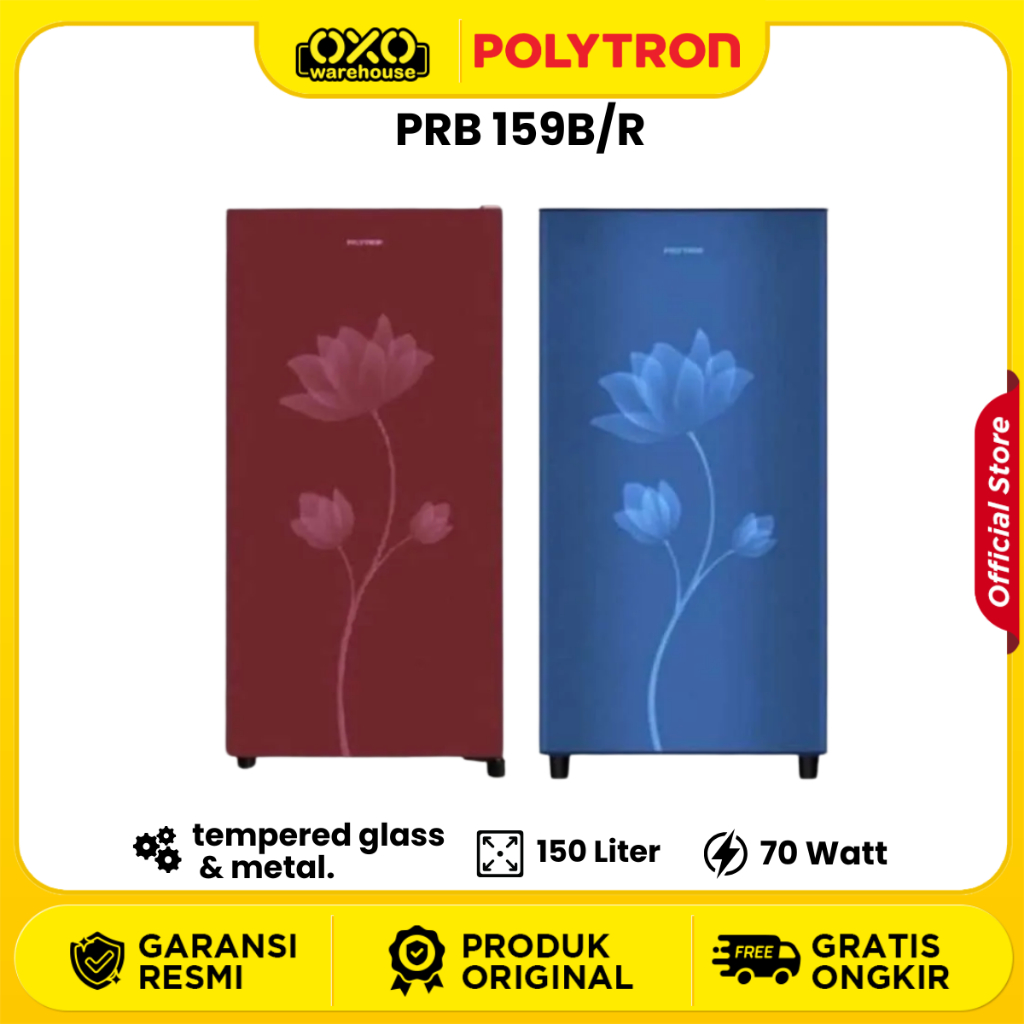 Polytron Kulkas PRB-159 B/R 1 Pintu 150 Liter Low Watt Garansi Resmi