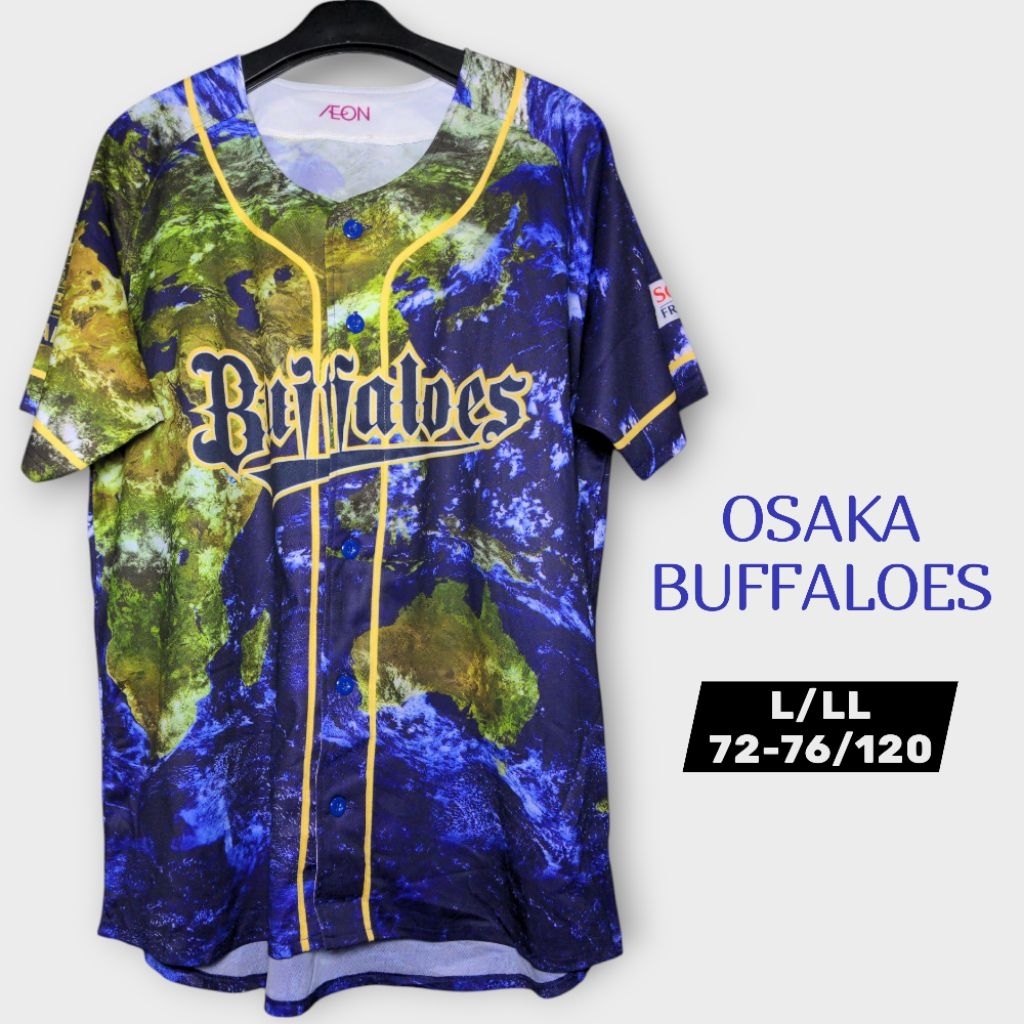 OSAKA BUFFALOES kaos jersey Baseball Original size L LL Terbaik Full Printing world map