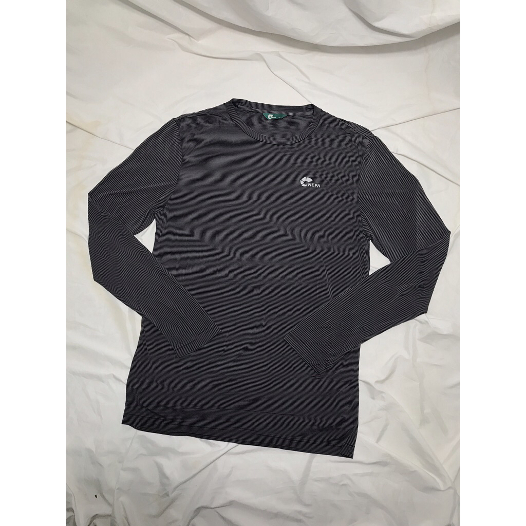 Nego Boskuu >Nepa Stripes Mini Logo Outdoor Longsleeve Shirt Ori - Black/Grey (Outfit/Pakaian)|Prelo