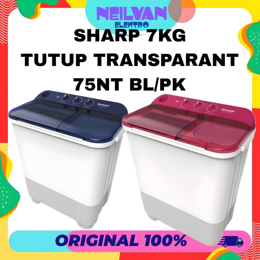 Mesin cuci 2 tabung 7 kg sharp es-t75 nt Mesin cuci sharp 2 tabung 7 kg