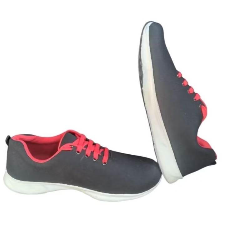 Sepatu Sekolah Pria Wanita Cocok Untuk Anak PAUD TK SD SMP Dan SMA Warna Hitam Merah (Tali)