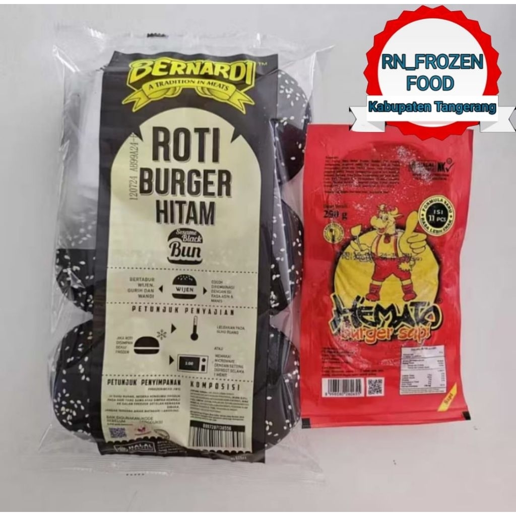 BERNARDI ROTI BURGER HITAM WIJEN + HEMATO ISI BURGER 10'S