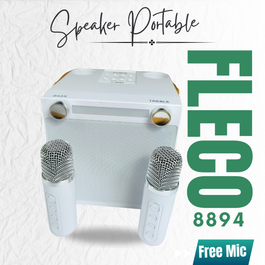 Speaker Fleco F-8894 Mini / F8894 Bluetooth Free 2 Mic Wireless dengan soundcard