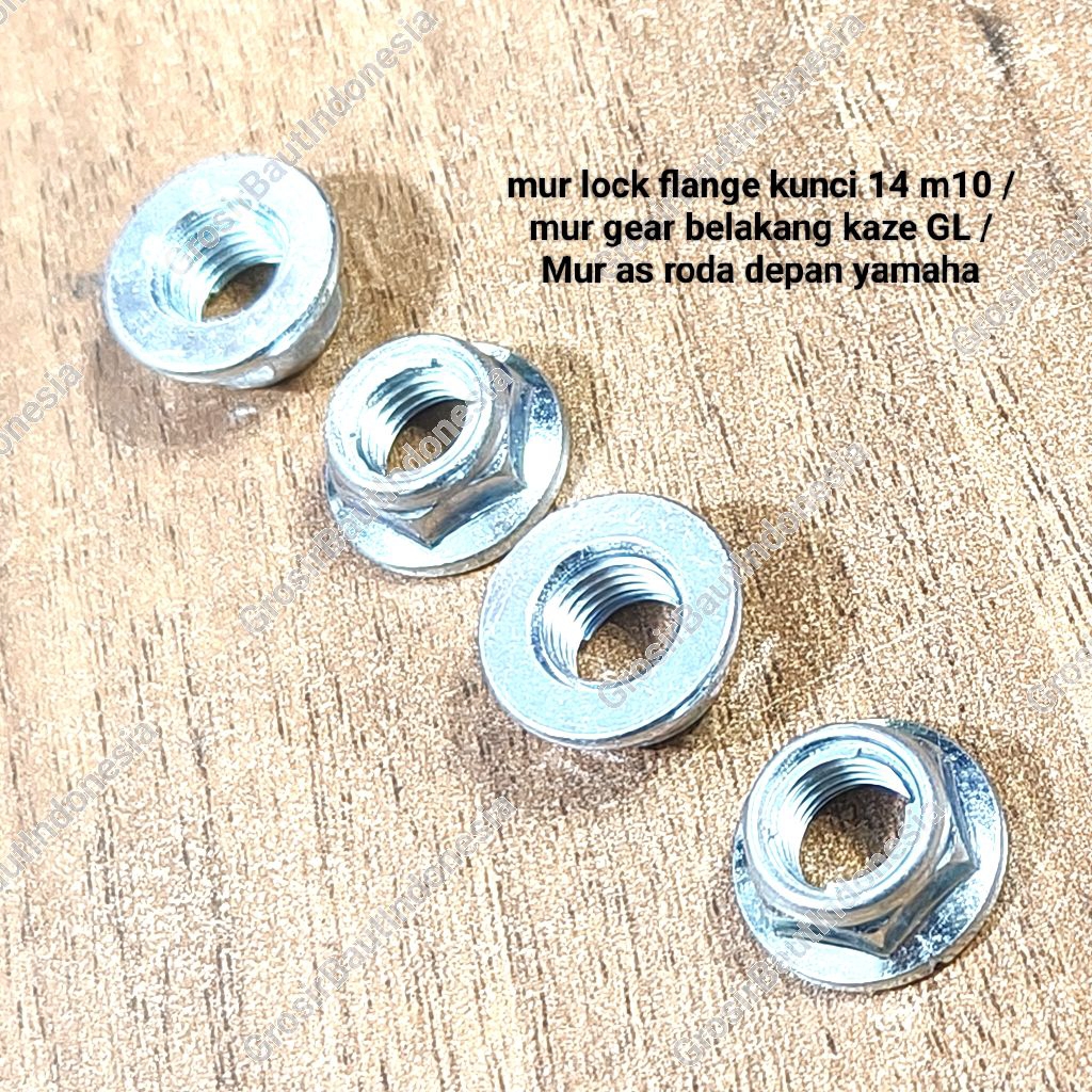 (4pcs) mur lock flange kunci 14 m10 / mur Gear belakang kaze GL / Mur as roda depan yamaha