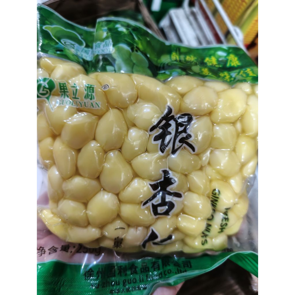

Guoliyuan Gingko Kupas Fresh Gingko nuts pekko pekkoi paikuo baiguo gingko biloba gingko nuts 250gr