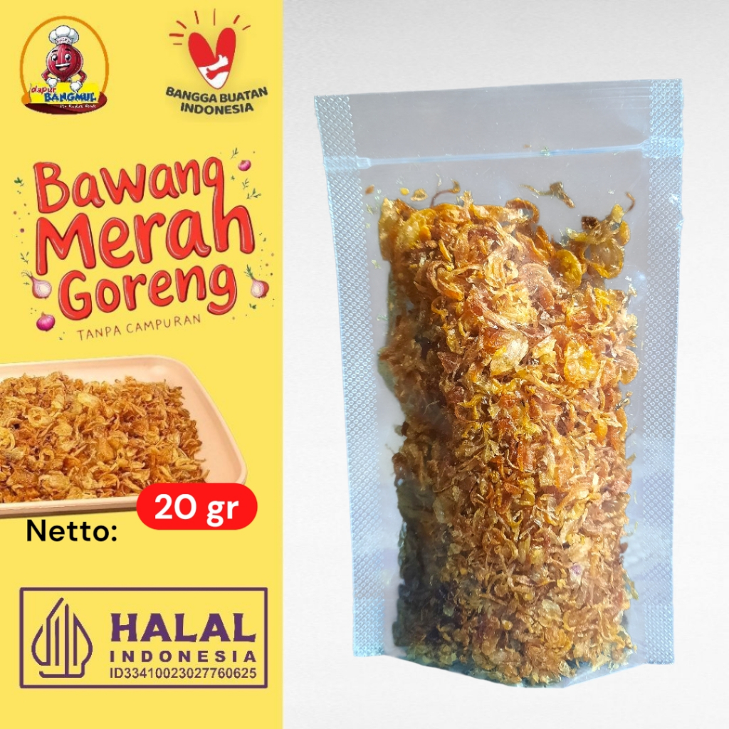 

BANGMUL 20gram Bawang Merah Goreng Brebes Pati Nganjuk Asli Kriuk Halal Premium Tanpa Campuran
