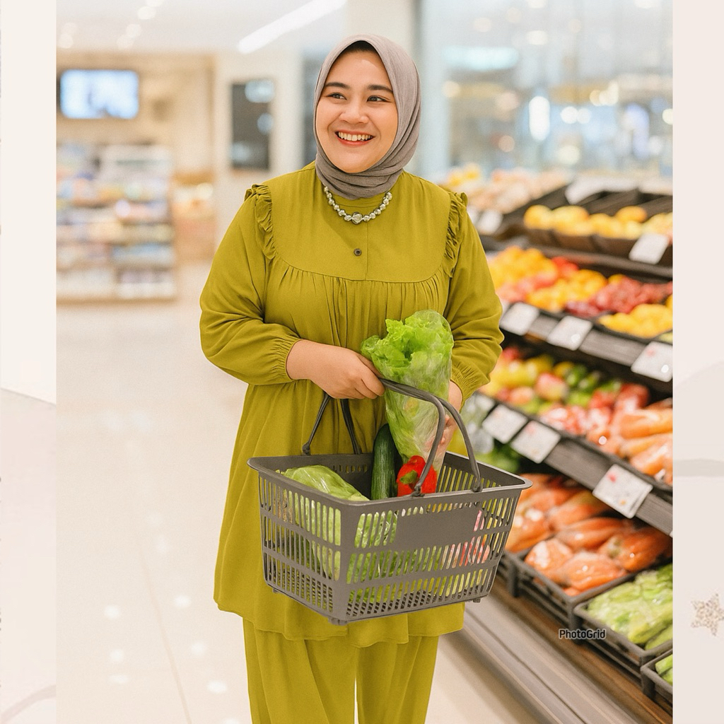 Andina Burgundy Olive LD 140 130 120 Oneset Best Seller Jumbo  | Setelan Bahan Rayon Twill Premium  