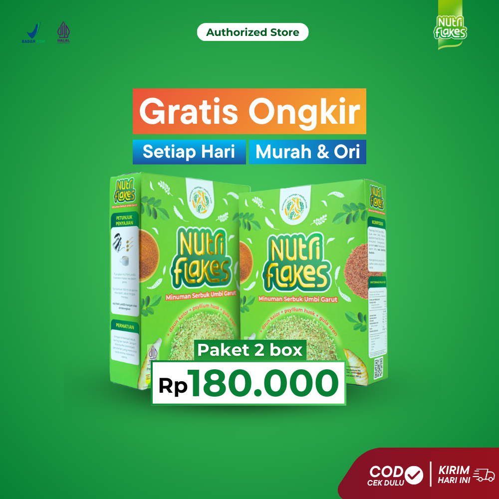 

Nutriflakes Original 2 box Ampuh Atasi Asam Lambung Gerd Maag Sudah Halal MUI