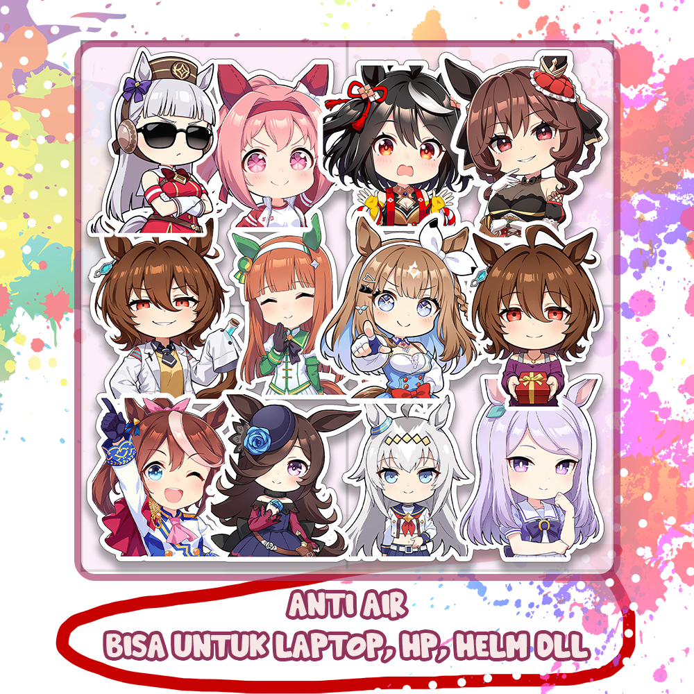 Stiker Uma Musume Agnes Oguri Gold Ship Suzuka Rice, Sticker Lucu Murah