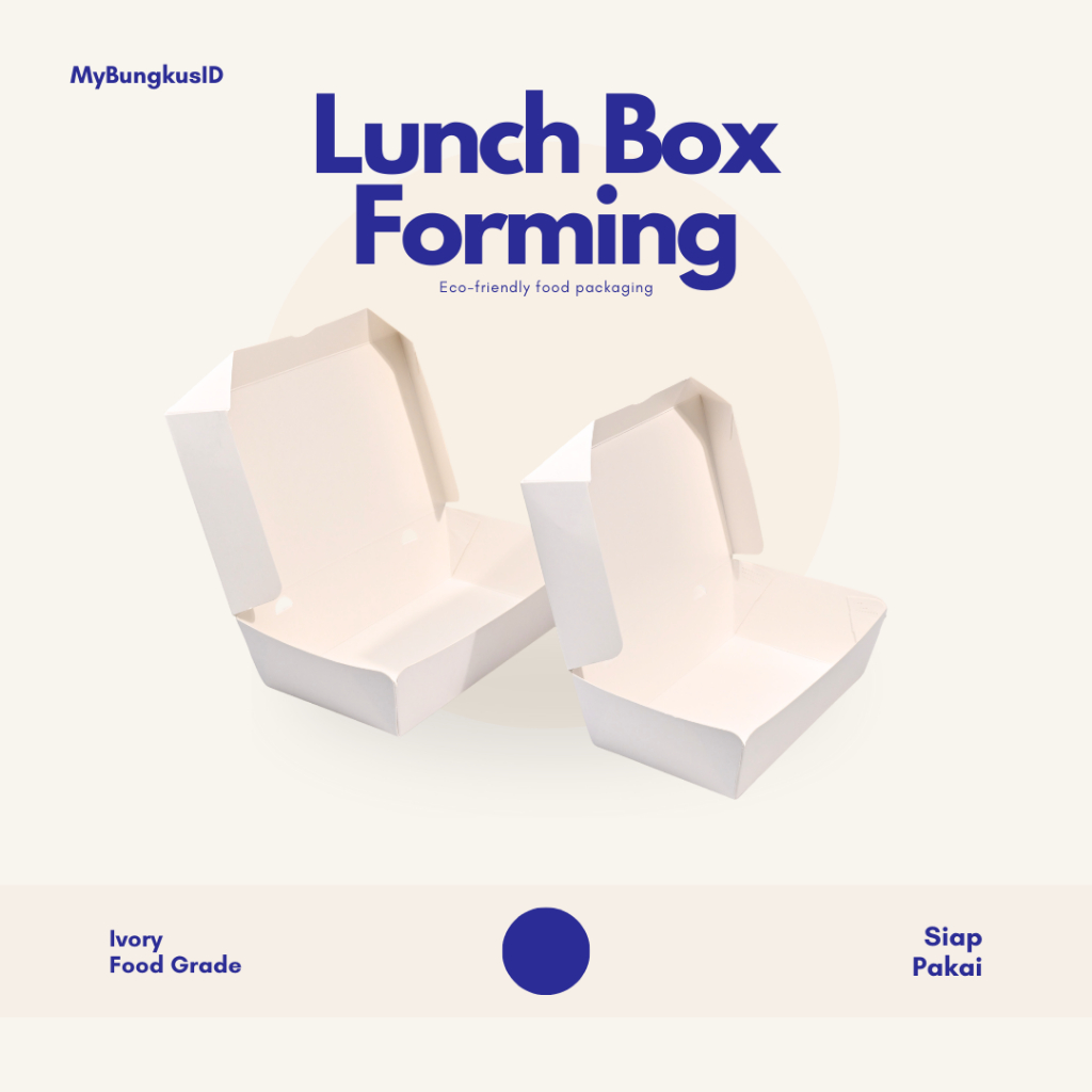 Paper Lunch Box Putih Kotak M akan Forming Siap Pakai