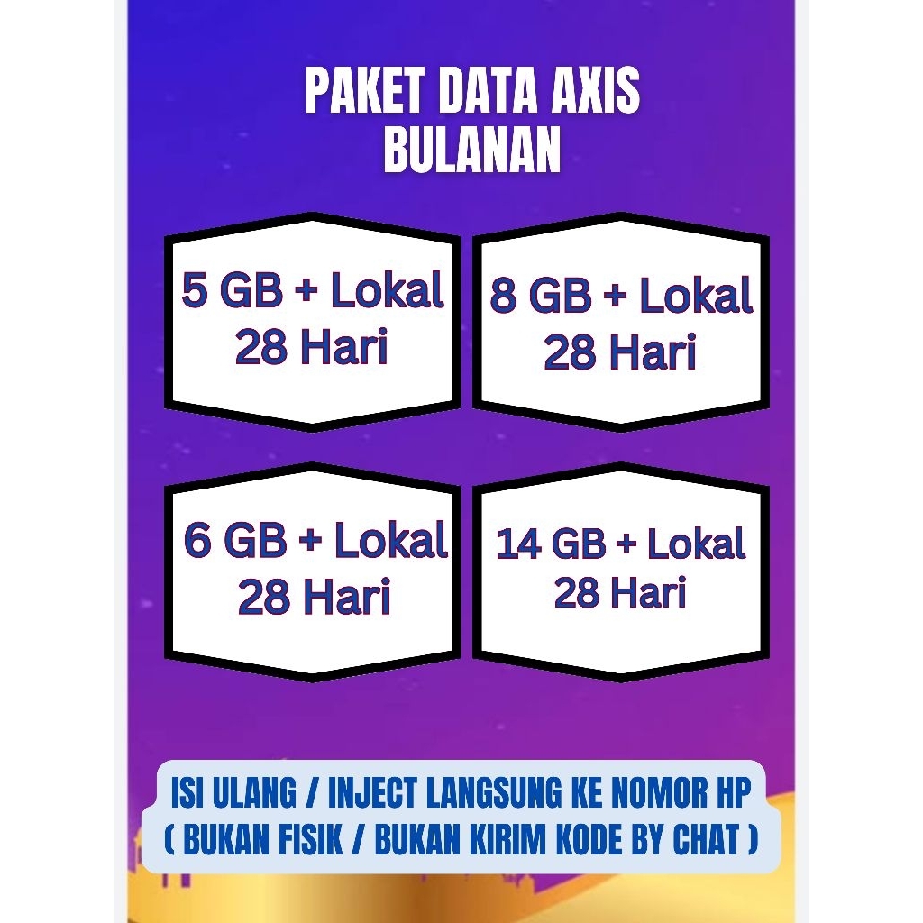 Isi Ulang Kuota Axis Bulanan (Inject Kuota)